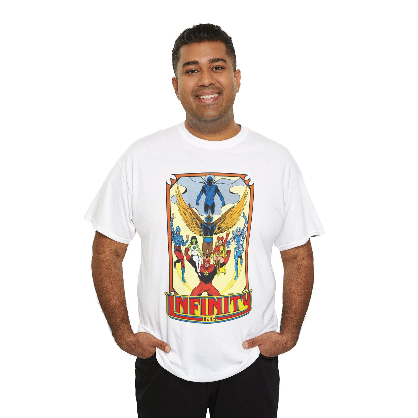 Infinity Inc Shirt - Todd McFarlane Art - Jade, Obsidian, Fury, Northwind, Nuklon, Silver Scarab, Star-Spangled Kid - JSA Successors - DC Comics