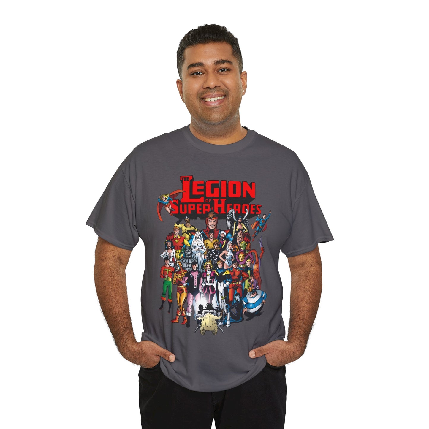 Legion of Super-Heroes T-Shirt - #300 Cover Art - Cosmic Boy, Saturn Girl, Superboy, Wildfire, Mon-El, Dream Girl, Brainiac 5, Supergirl - DC Comics