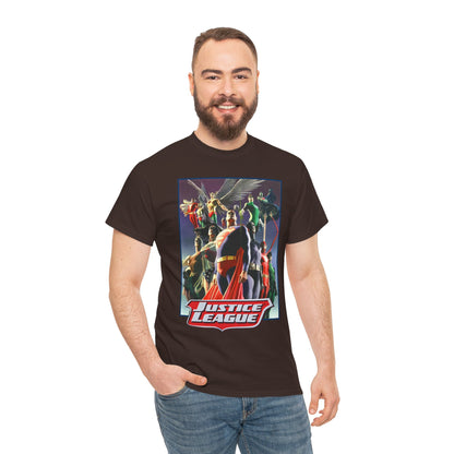 Justice League T-Shirt - Alex Ross Art - Superman, Wonder Woman, Black Canary, Hawkman, Flash, Aquaman, Atom - DC Comics