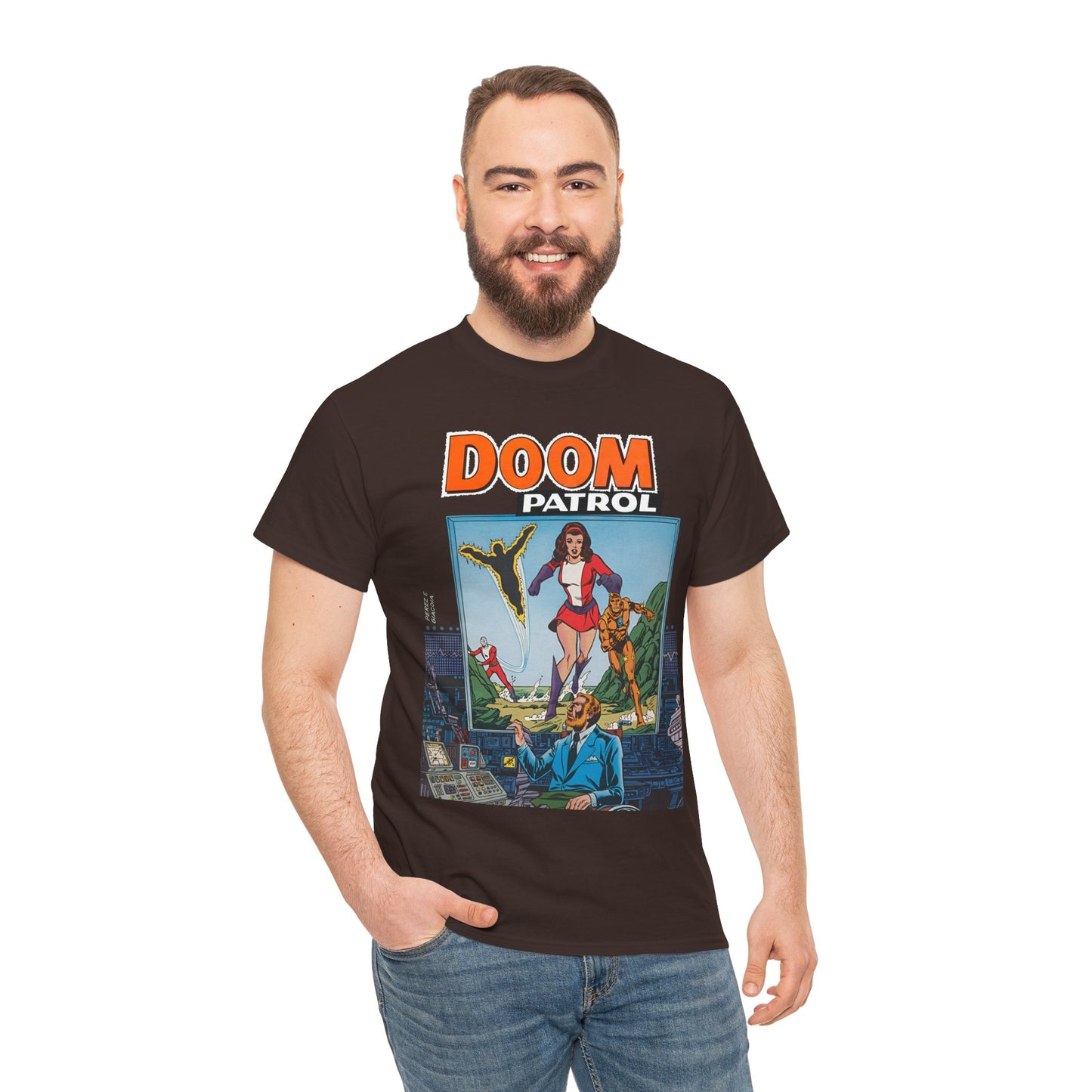 Doom Patrol T-Shirt - George Perez Art - Elasti-Girl, Robotman, Negative Man, The Chief - DC Comics Digest Cover Art