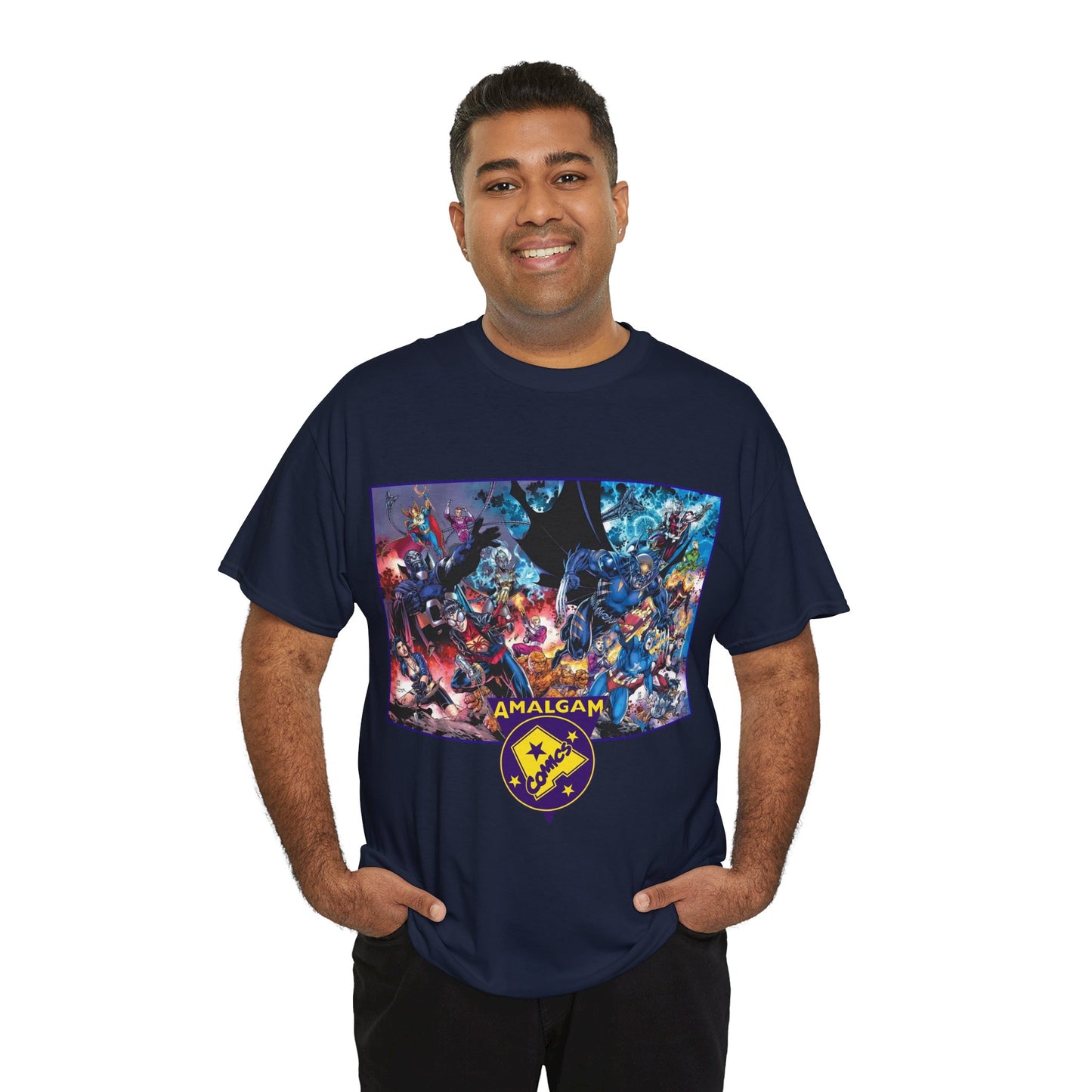 Amalgam T-Shirt - DC Vs Marvel Comics - 1990s - Jim Lee Art - Dark Claw, Amazon, Super Soldier, Spiderboy, Speed Demon