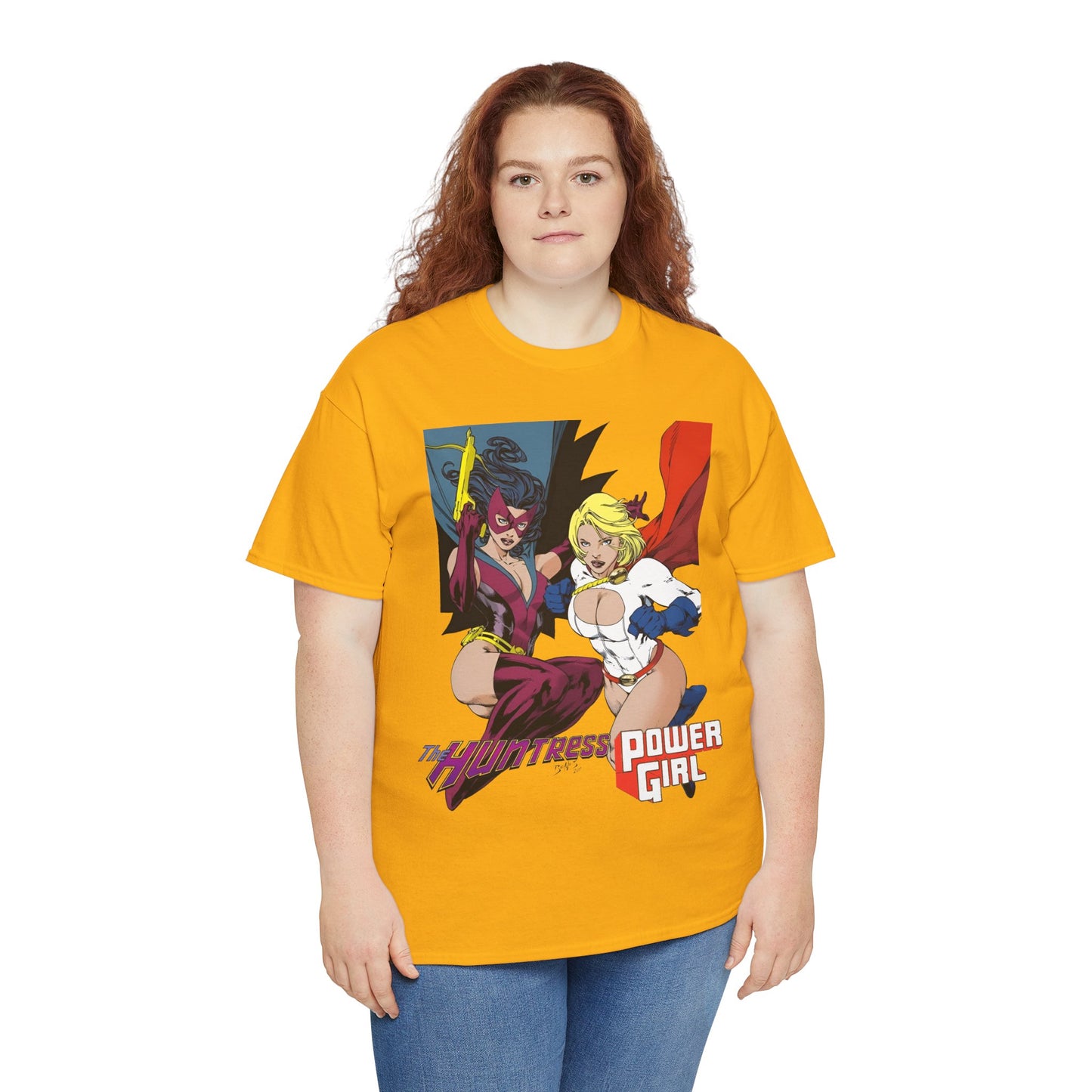 Huntress & Power Girl T-Shirt - Ed Benes Art - Justice Society, JSA, Earth 2 - DC Comics Bronze Age, Pre-Crisis Heroes