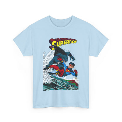 King Shark Vs Superboy T-Shirt - Tom Grummett Art - Connor Kent, Kon-L - Superman Family - DC Comics