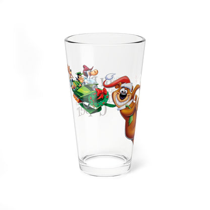 Yogi Bear's All-Star Comedy Christmas Caper Pint Glass, 16oz - Huckleberry Hound, Ranger Smith, Boo Boo - Hanna-Barbera Cartoon