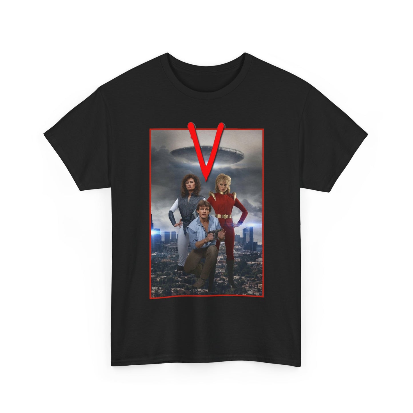 V T-Shirt - Visitors 1983 NBC Sci-Fi Aliens Series - Mike Donovan, Diana, Lydia