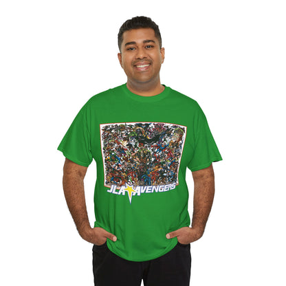 JLA Vs Avengers T-Shirt - Stunning, Classic George Perez Art - DC & Marvel 200s Crossover - Superman, Thor, Wonder Woman, Captain America, Flash, Black Panther, Iron Man, Batman