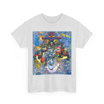 Marvel Cosmic Heroes T-Shirt - Silver Surfer, Captain Marvel, Adam Warlock, Quasar, Nova, Galactus, Jack of Hearts, Moondragon, Thanos