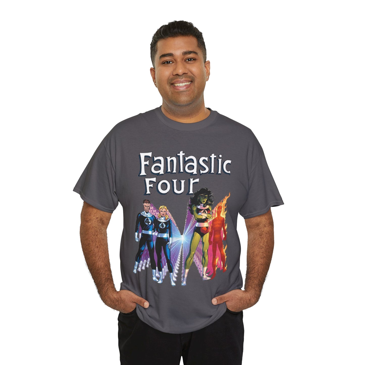 Fantastic Four T-Shirt - John Byrne Art - She-Hulk, Reed Richards, Human Torch, Invisible Woman - Marvel Comics