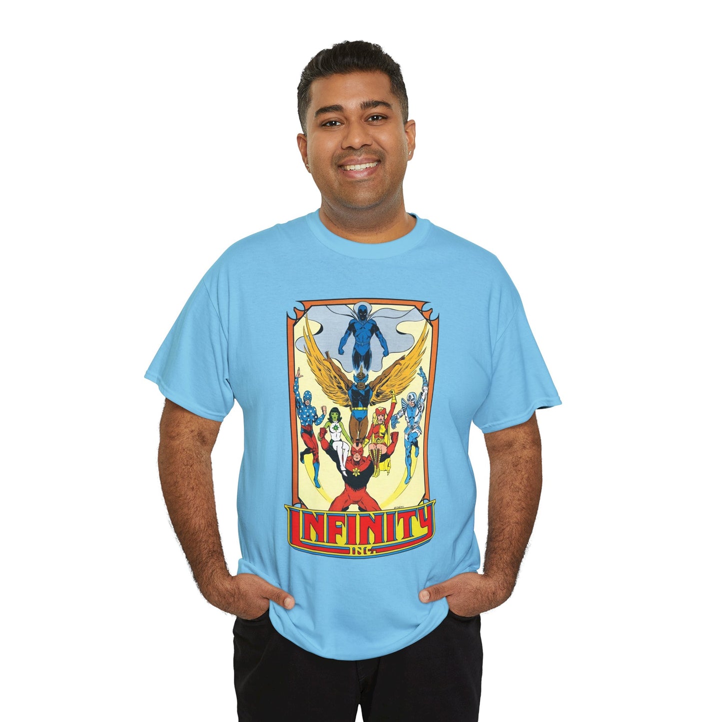 Infinity Inc Shirt - Todd McFarlane Art - Jade, Obsidian, Fury, Northwind, Nuklon, Silver Scarab, Star-Spangled Kid - JSA Successors - DC Comics