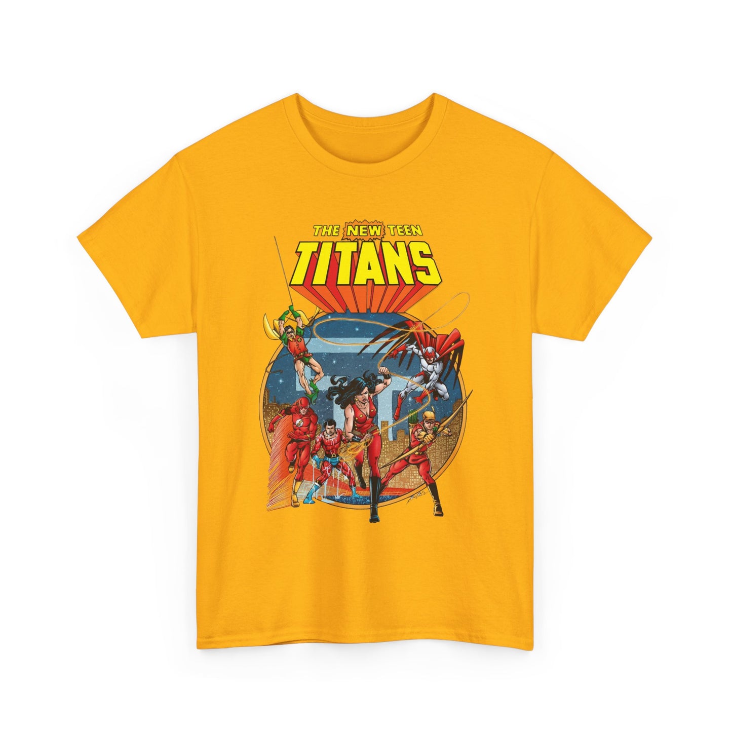New Teen Titans T-Shirt - George Perez Art - Wonder Girl, Flash, Robin, Speedy, Aqualad, Hawk - DC Comics