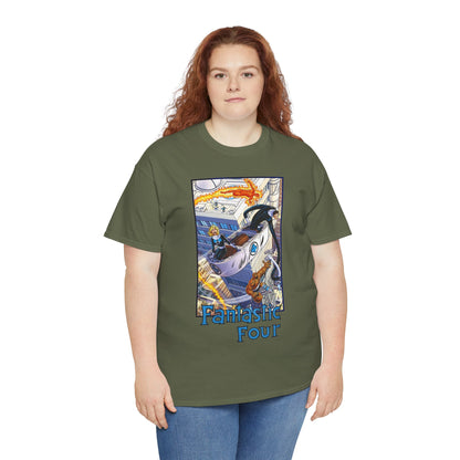 Fantastic Four T-Shirt - John Byrne Art - Invisible Woman, Thing, Human Torch, Reed Richards - Fantasticar, Baxter Building - Marvel Comics