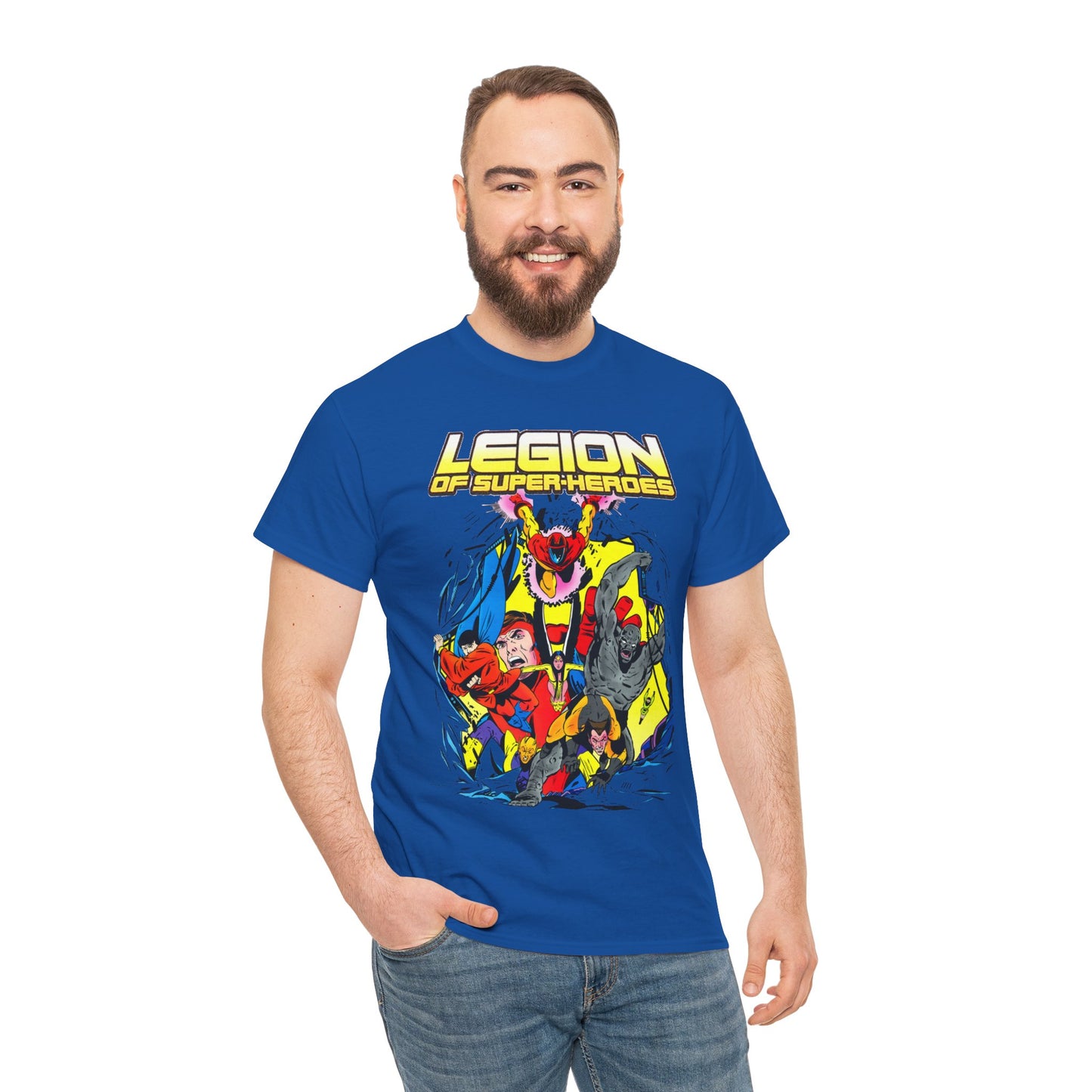 Legion of Super-Heroes T-Shirt - Mon-El, Colossal Kid, Wildfire, Dawnstar, Blok, Timber Wolf - LOSH - DC Comics