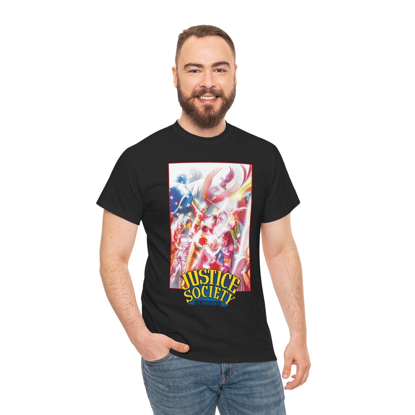 Justice Society of America T-Shirt - Alex Ross Art - JSA - Power Girl, Huntress, Robin, Starman, Hawkman - DC Comics