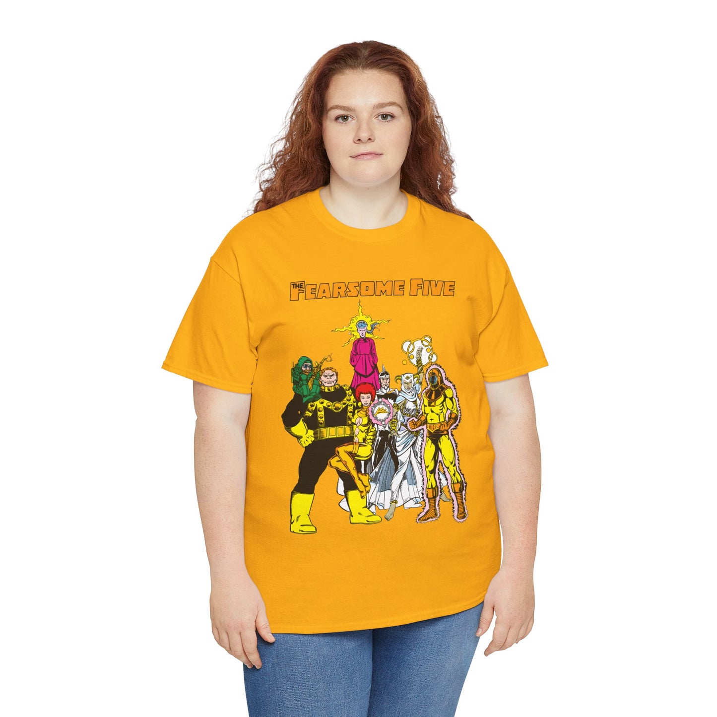 Fearsome Five T-Shirt - George Perez Art - Dr Light, Shimmer, Mammoth, Gizmo, Psimon, Jinx, Neutron - Who's Who Art - DC Comics