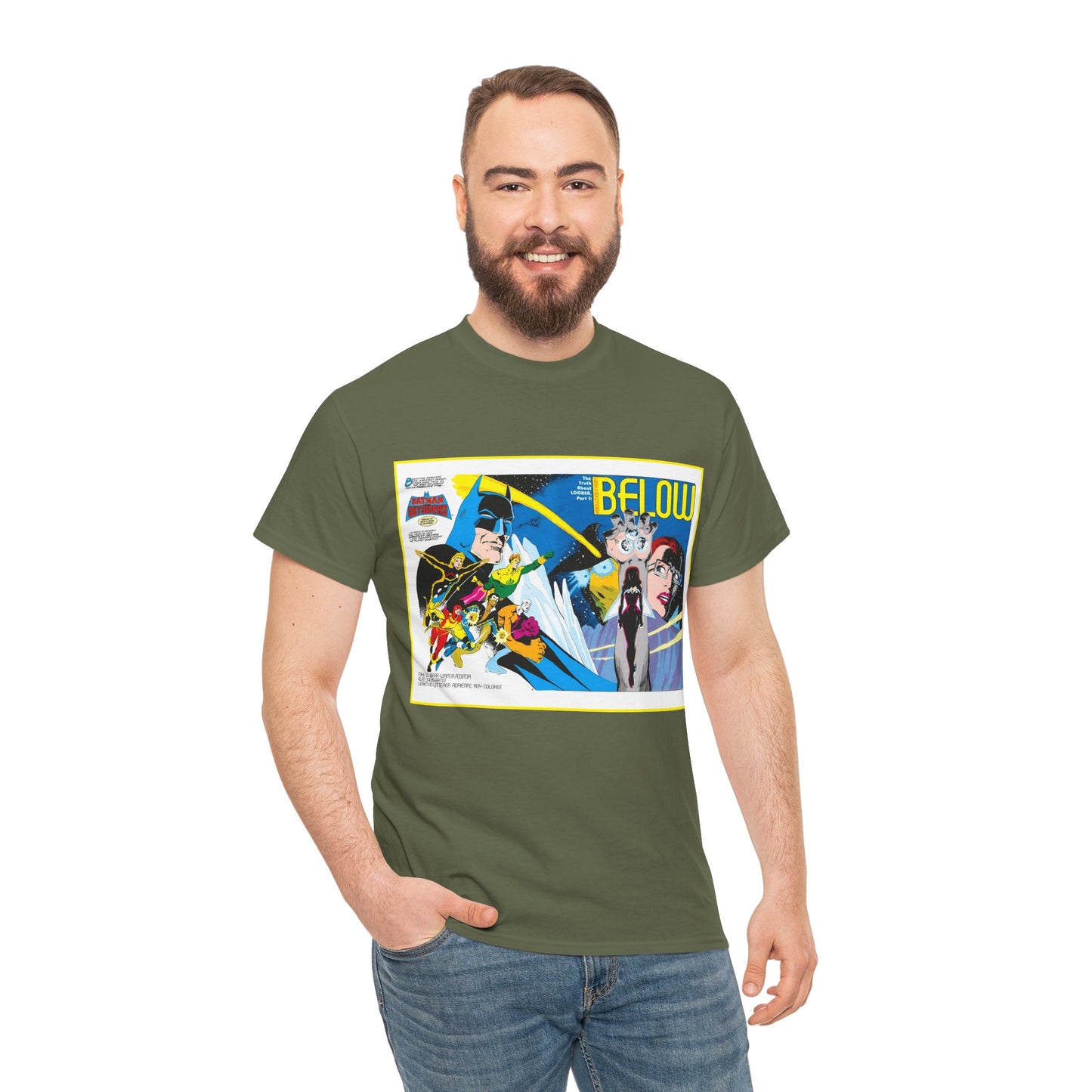 Batman & the Outsiders T-Shirt - Alan Davis Art - Promotional Poster - Looker, Halo, Katana, Geo-Force, Metamorpho, Black Lightning - DC Comics