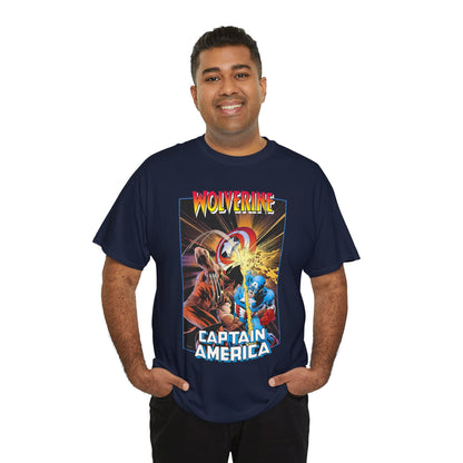 Wolverine Vs Captain America T-Shirt - Mike Zeck Classic Art - Marvel Comics