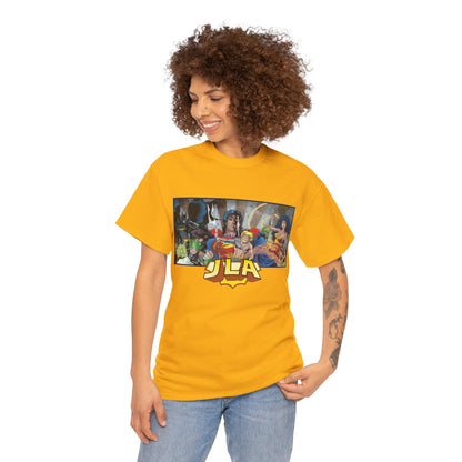 Justice League T-Shirt - Kevin Maguire Art - Superman, Wonder Woman, Batman, Flash, Aquaman, Martian Manhunter, Green Lantern - 90s Lineup - DC Comics