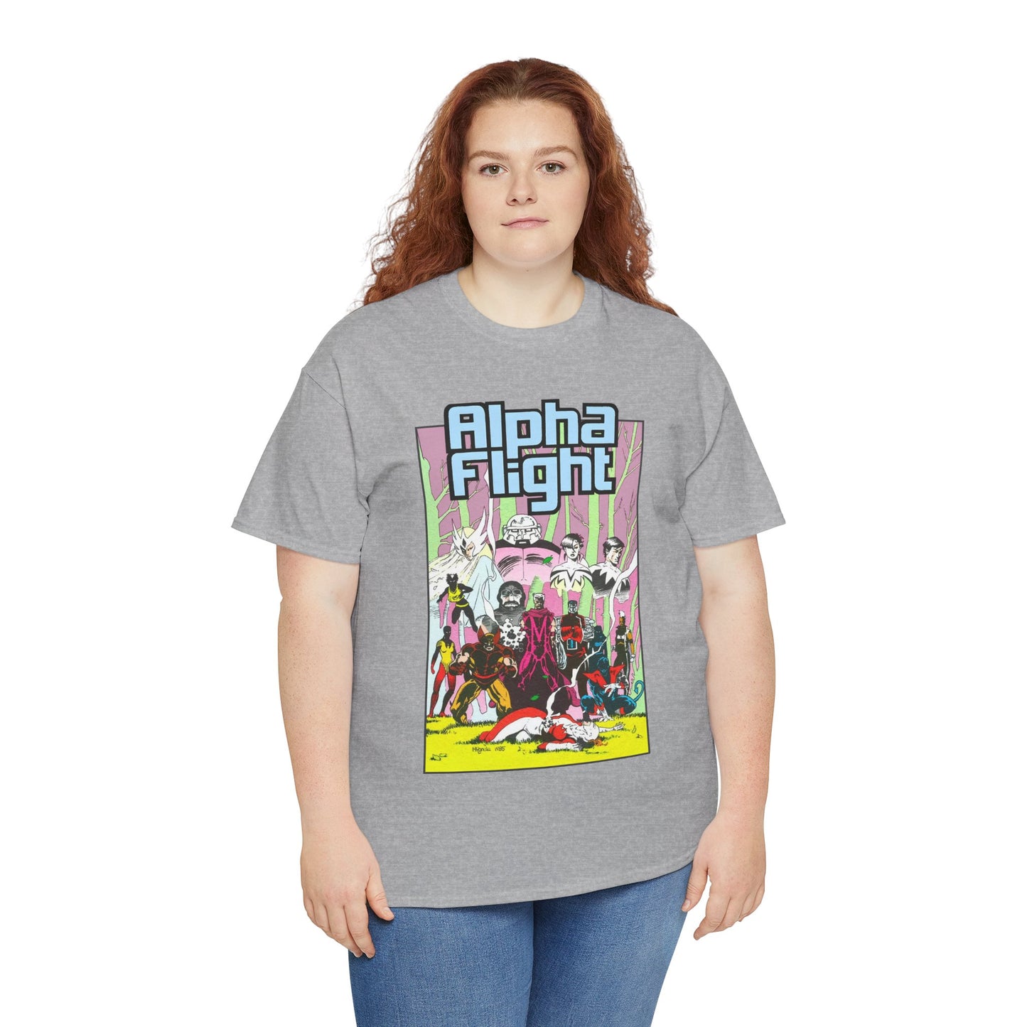 Alpha Flight T-Shirt - Mike Mignola Art - Northstar, Aurora, Snowbird, Shaman, Puck - X-Men: Magneto, Colossus, Shadowcat, Storm - Marvel Comics