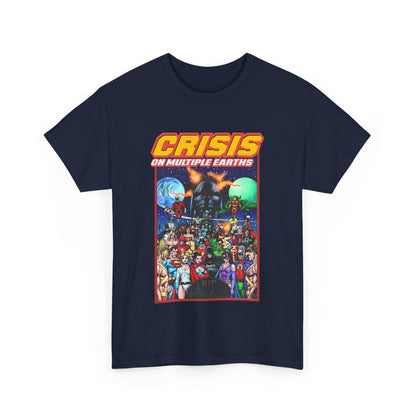 Crisis on Multiple Earths T-Shirt - George Perez Art - JSA & JLA Team-ups - Superman, Batman, Zatanna, Huntress, Power Girl, Hawkman, New Gods, Darkseid - DC Comics