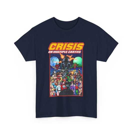 Crisis on Multiple Earths T-Shirt - George Perez Art - JSA & JLA Team-ups - Superman, Batman, Zatanna, Huntress, Power Girl, Hawkman, New Gods, Darkseid - DC Comics