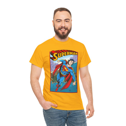 Superman T-Shirt - Tom Grummett Art - DC Comics - Metropolis, Man of Steel Flying Through the Sky - Post-Reign of the Supermen Storyline Artwork