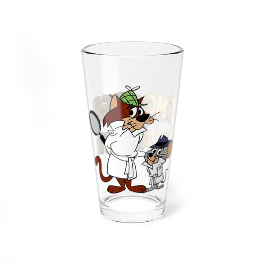 Snooper & Blabber Pint Glass, 16oz - Hanna-Barbera Cartoon 1960s TV - Cat & Mouse Detectives - Super Snooper Detective Agency - Animated Classic