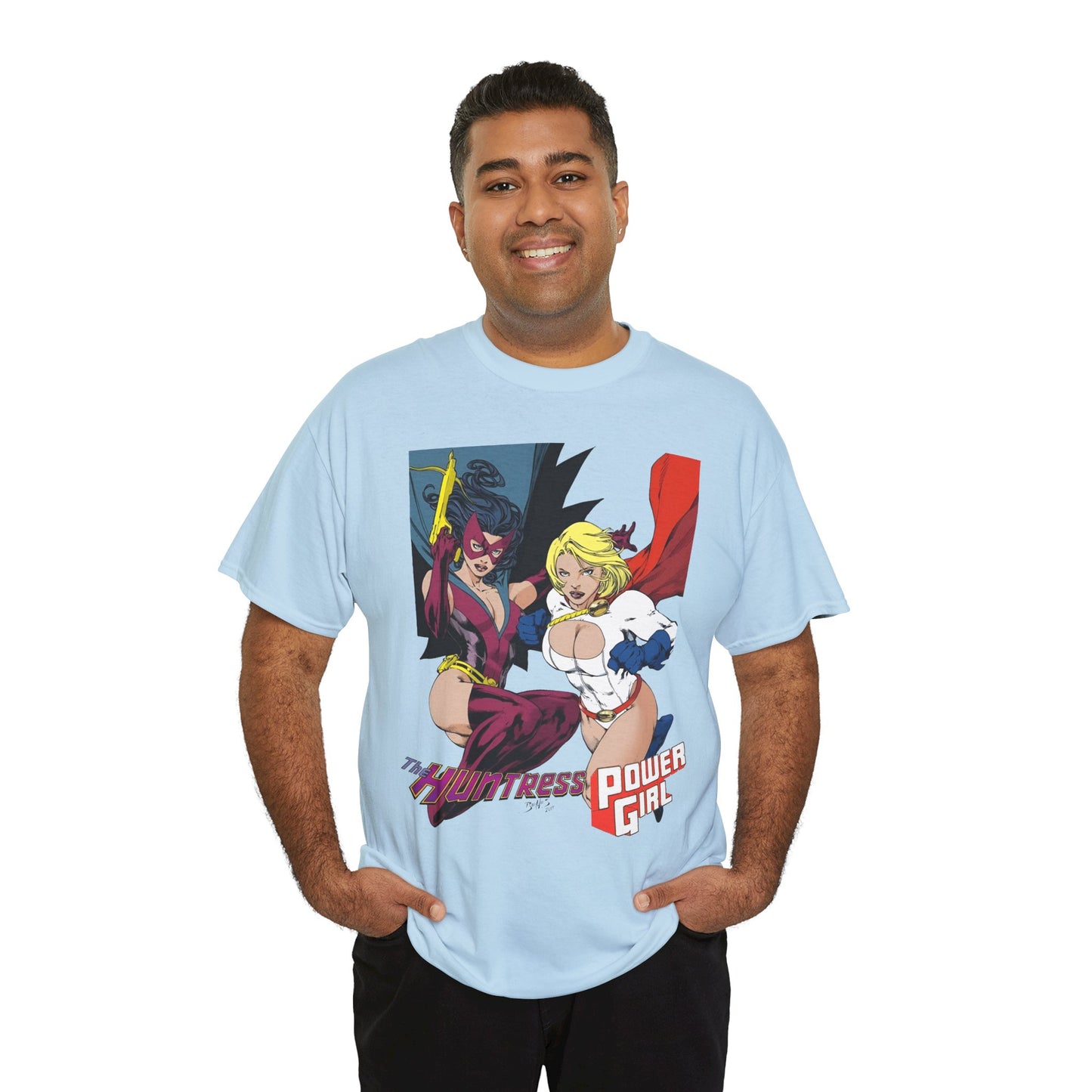 Huntress & Power Girl T-Shirt - Ed Benes Art - Justice Society, JSA, Earth 2 - DC Comics Bronze Age, Pre-Crisis Heroes