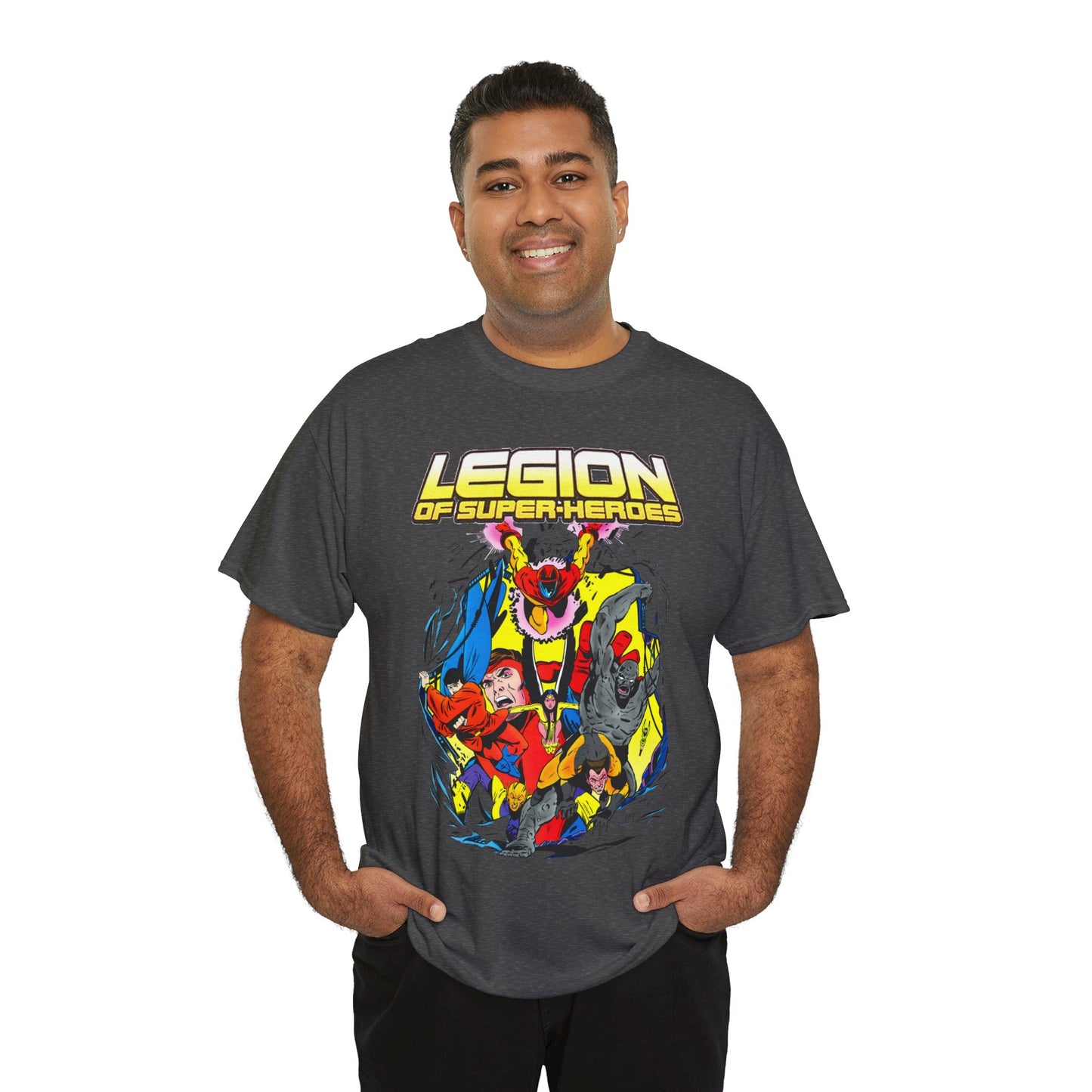 Legion of Super-Heroes T-Shirt - Mon-El, Colossal Kid, Wildfire, Dawnstar, Blok, Timber Wolf - LOSH - DC Comics