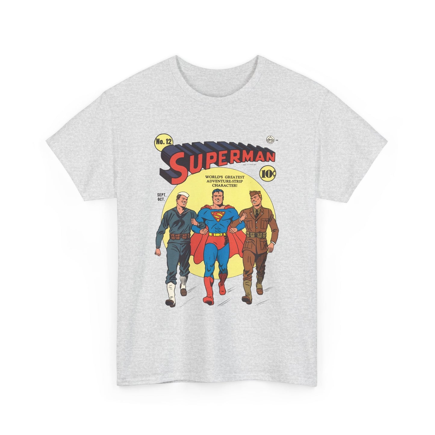Superman T-Shirt - #12 Cover Art - Golden Age Classic - WWII Support - Iconic Image - DC Comics