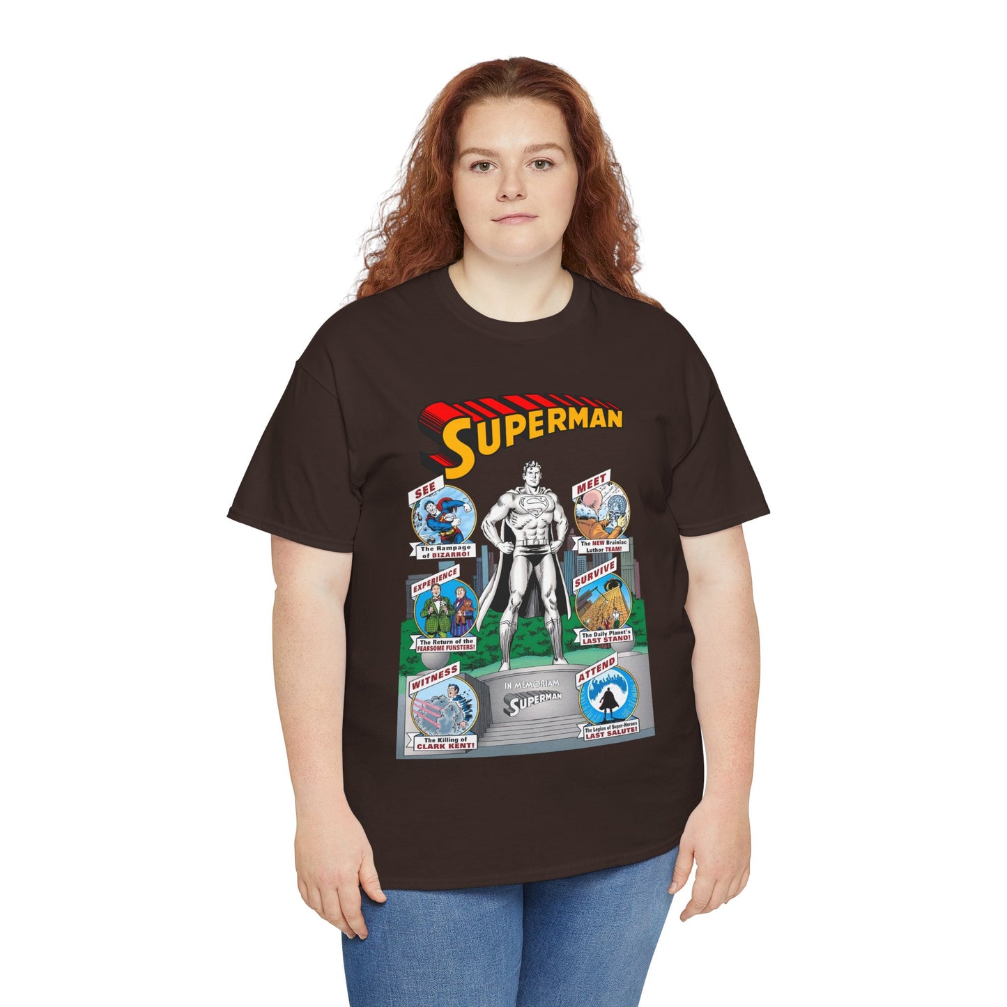 Superman T-Shirt - Curt Swan Art - Whatever Happened to the Man of Tomorrow? - Brainiac, Lex Luthor, Bizarro, Toyman, Daily Planet - Alan Moore Story - DC Comics