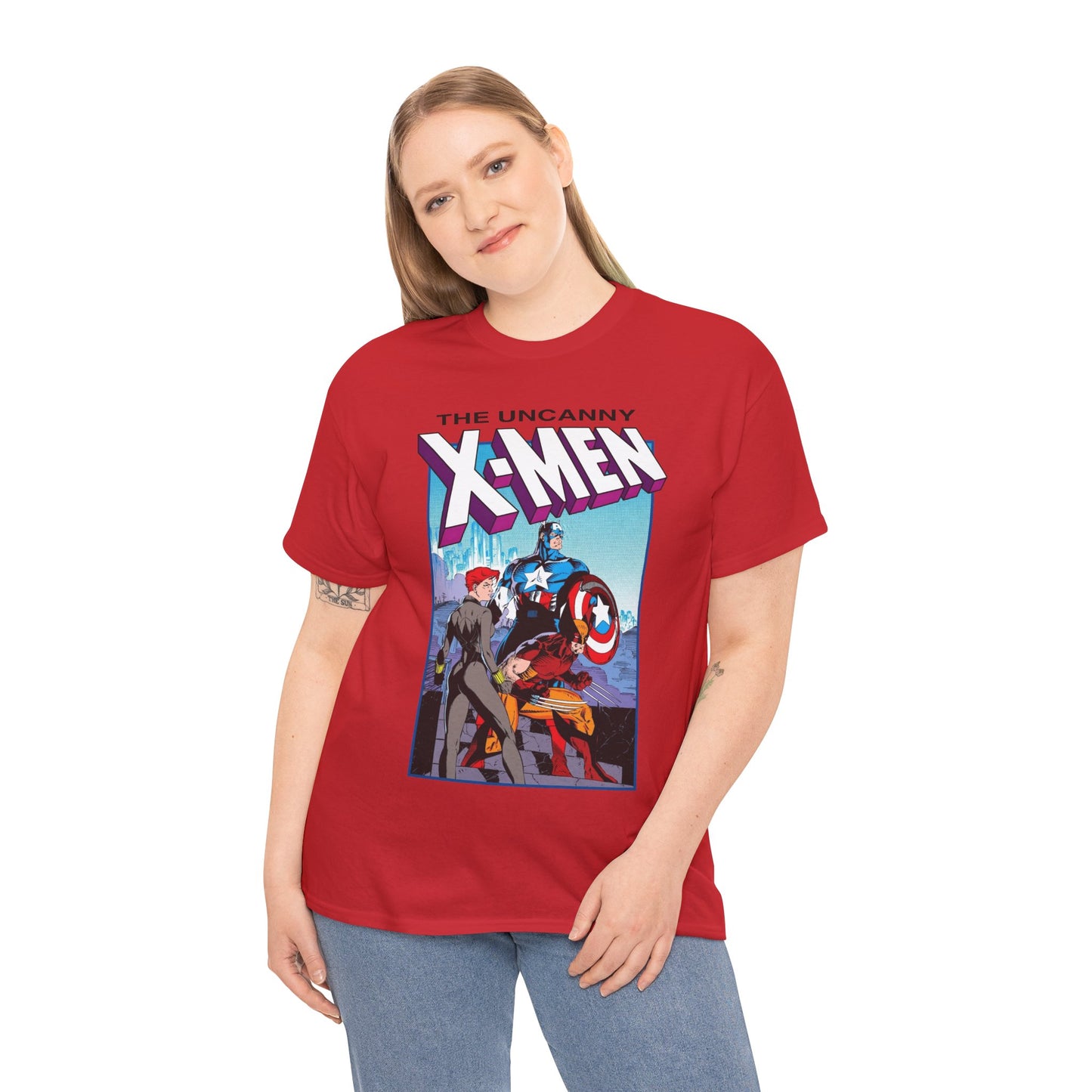 Uncanny X-Men T-Shirt - Jim Lee Art - #268 Cover - Captain America, Black Widow, Wolverine - Marvel Comics
