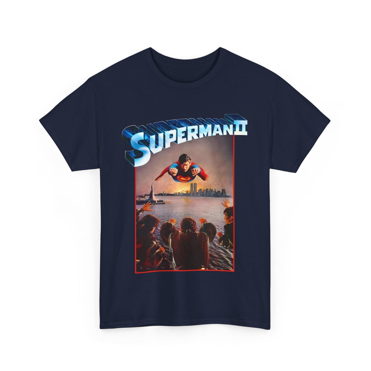 Superman II T-Shirt - Christopher Reeve, Terence Stamp, Sarah Douglas - Vs General Zod, Ursa, Non - Phantom Zone Villains - 1980 Movie Poster - DC Comics