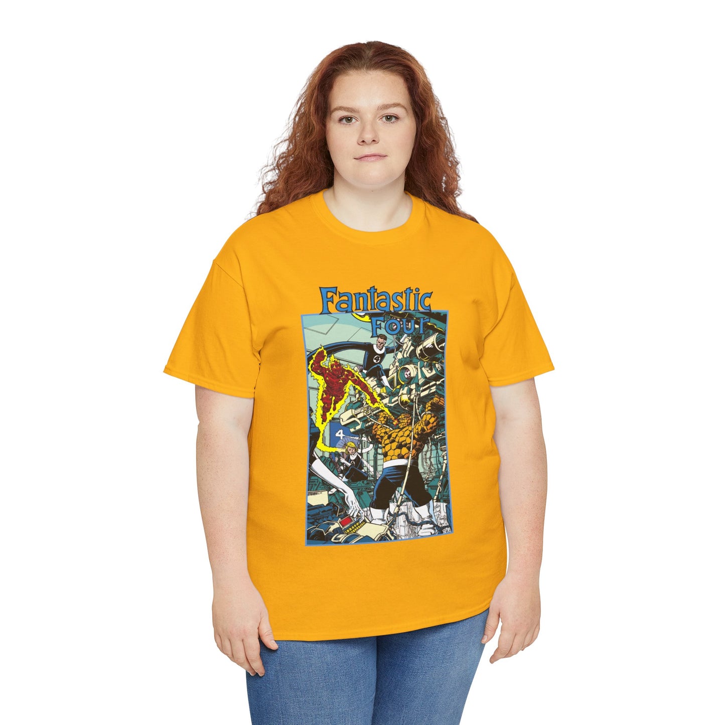 Fantastic Four T-Shirt - George Perez Art - Reed Richards, Invisible Woman, Human Torch, The Thing - Marvel Comics
