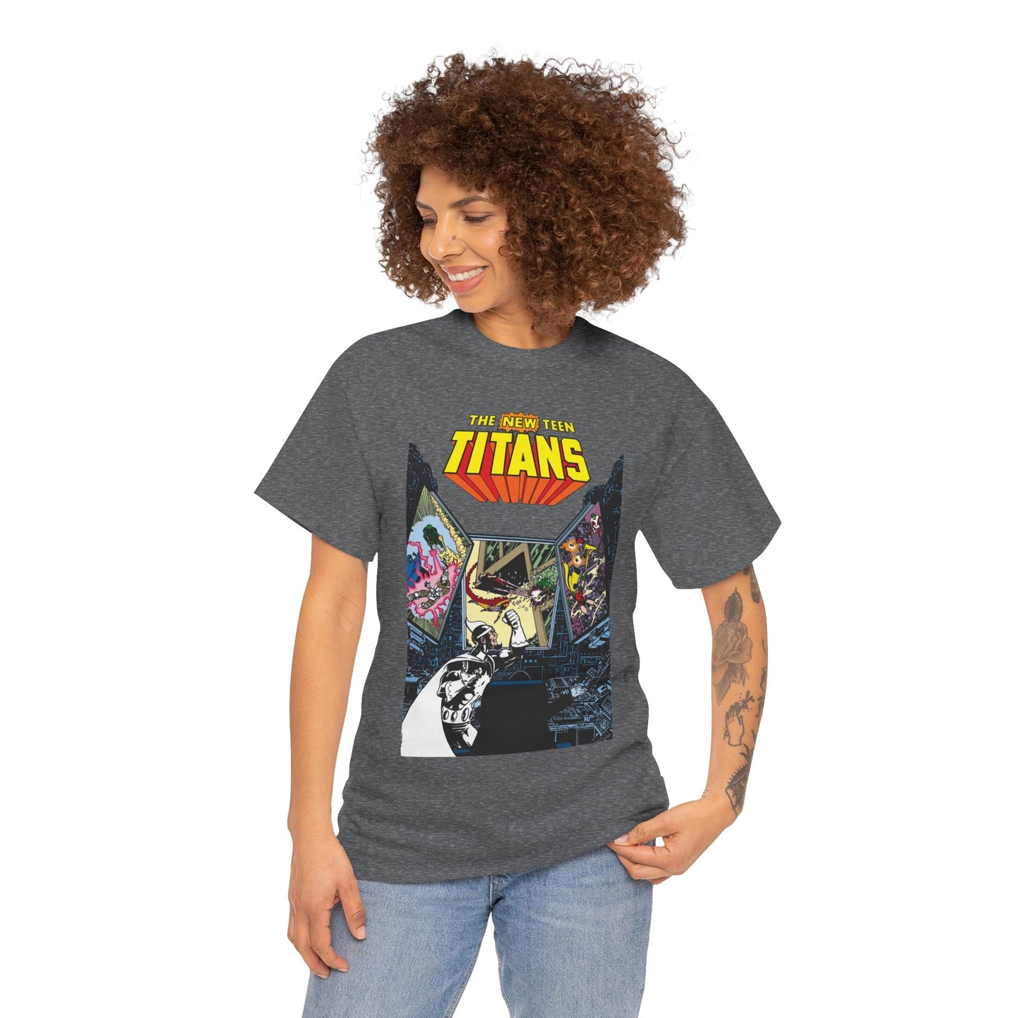 New Teen Titans T-Shirt - George Perez Art - Dr. Light, Titans Tower - DC Comics