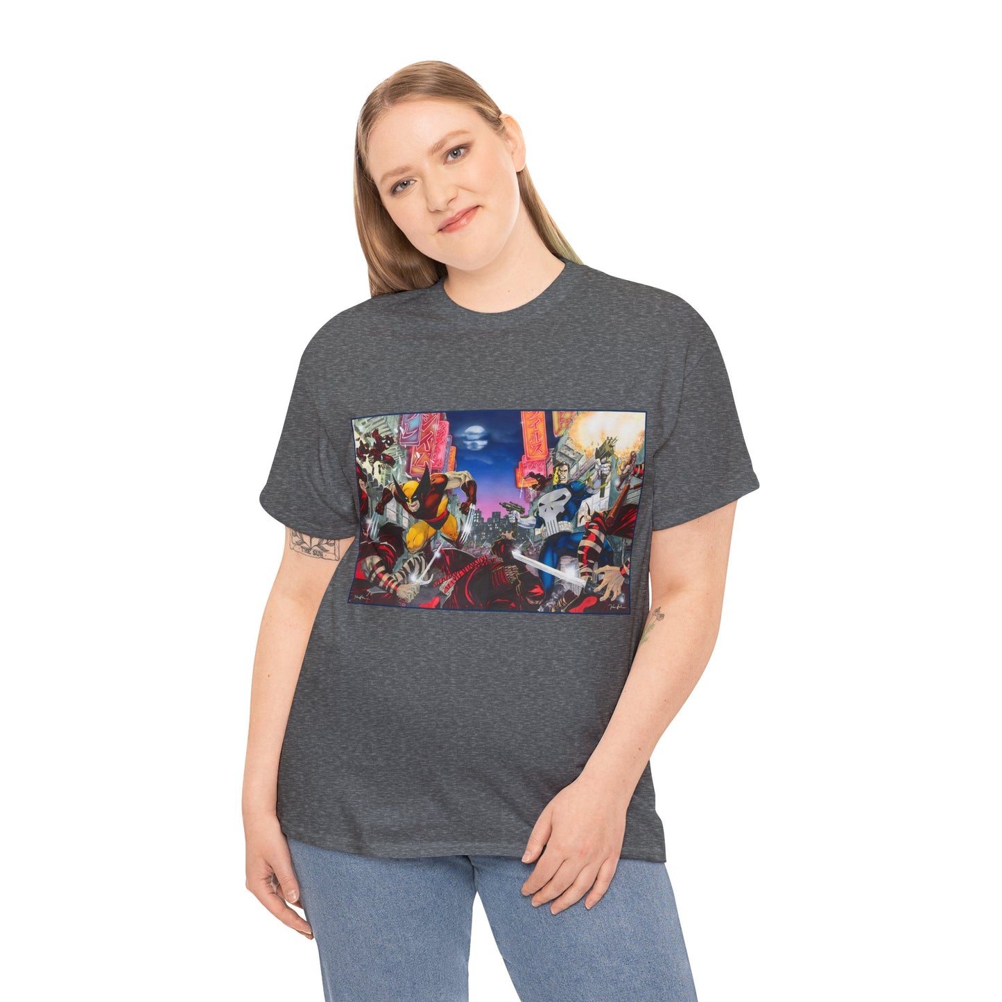 Wolverine & Punisher T-Shirt - Jim Lee Art - Vs The Hand - Marvel Comics