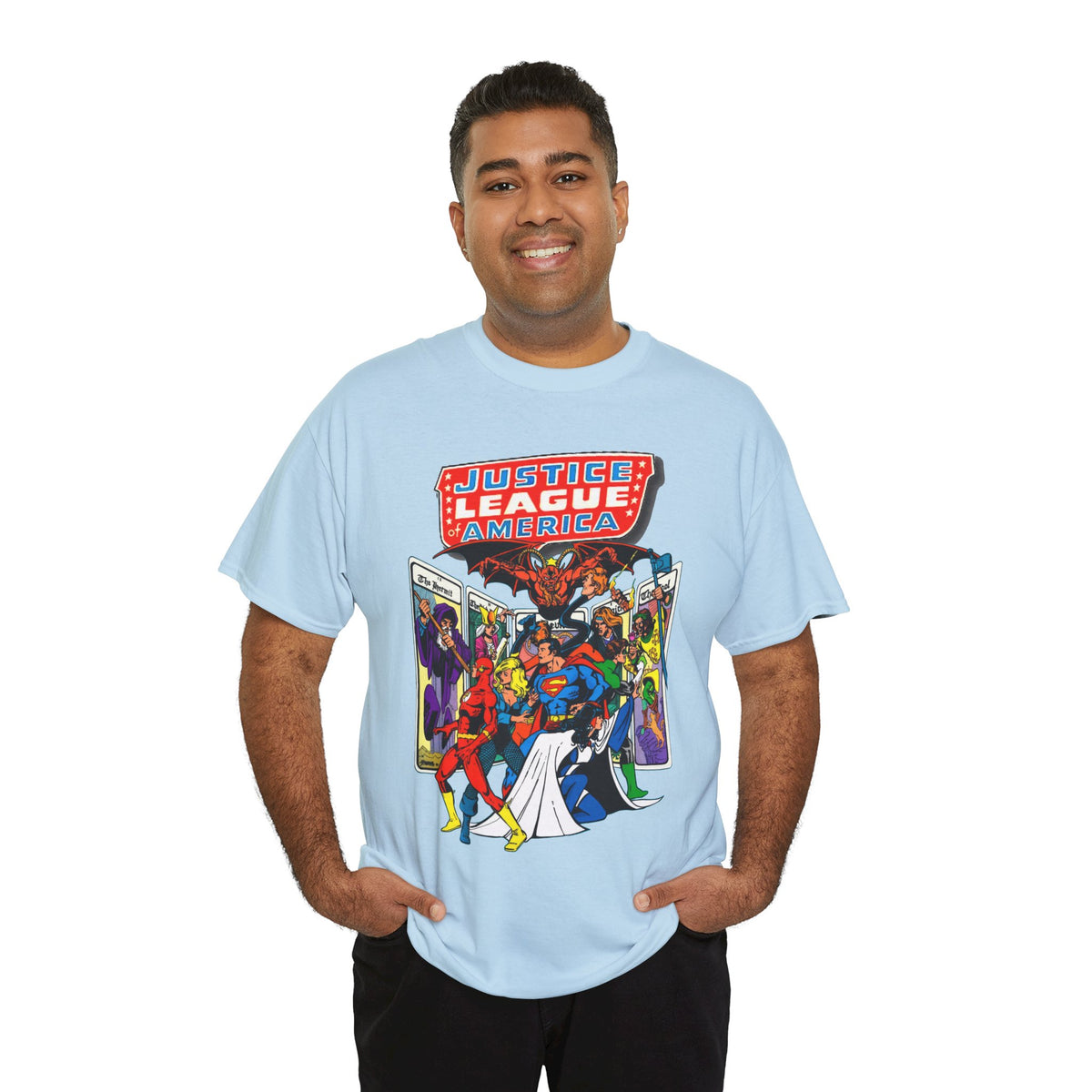 Justice League of America T-Shirt - George Perez Art - Vs Tarot Gang - DC Comics