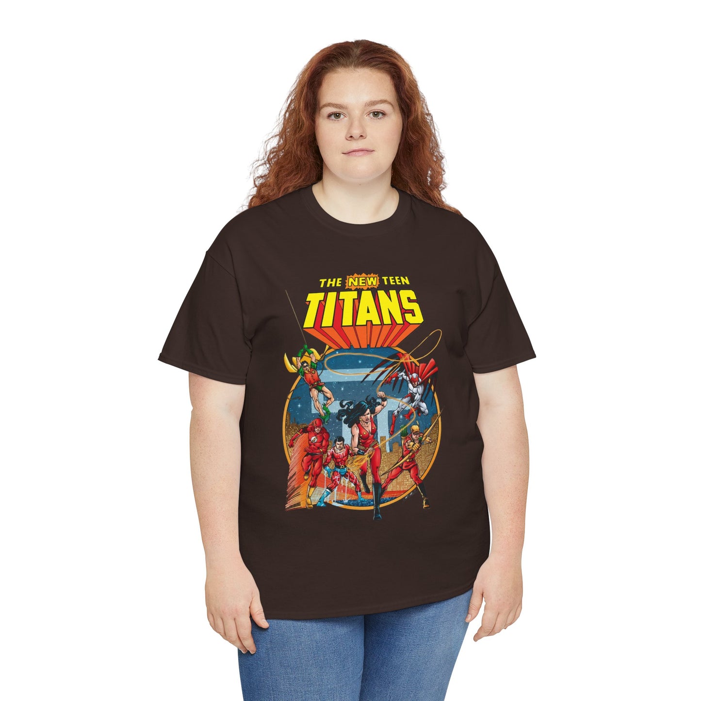 New Teen Titans T-Shirt - George Perez Art - Wonder Girl, Flash, Robin, Speedy, Aqualad, Hawk - DC Comics