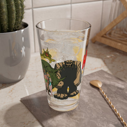 Herculoids Pint Glass, 16oz - Zandor, Tara, Dorno, Gloop & Gleep - Hanna-Barbera Classic Cartoon