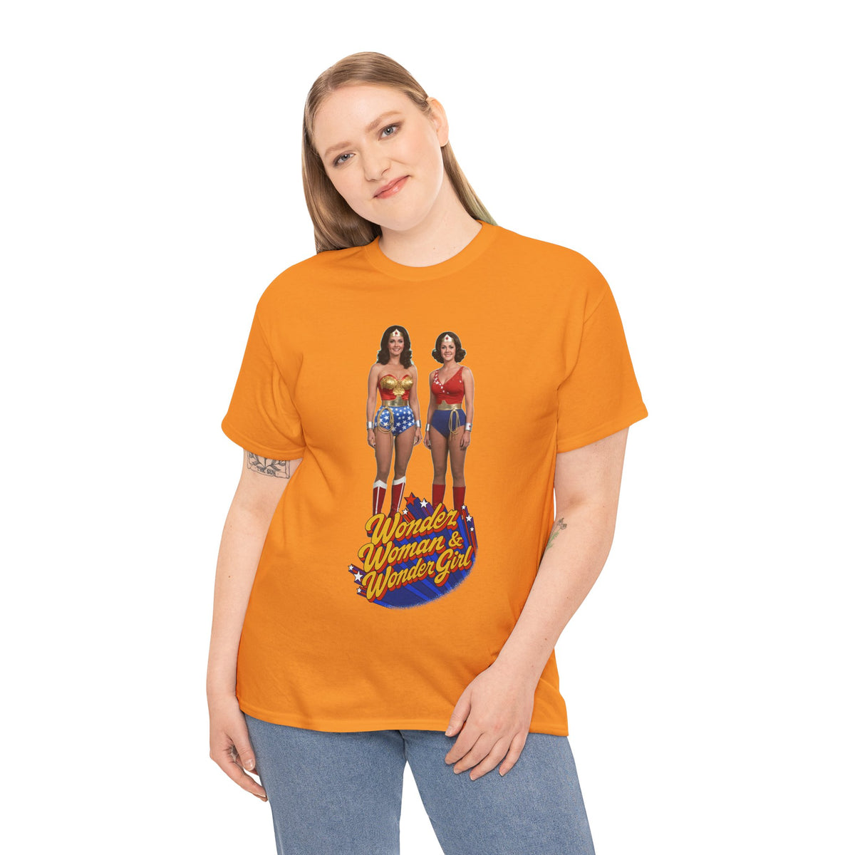 Wonder Woman & Wonder Girl T-Shirt - Lynda Carter Retro 1970s TV Show - DC Comics