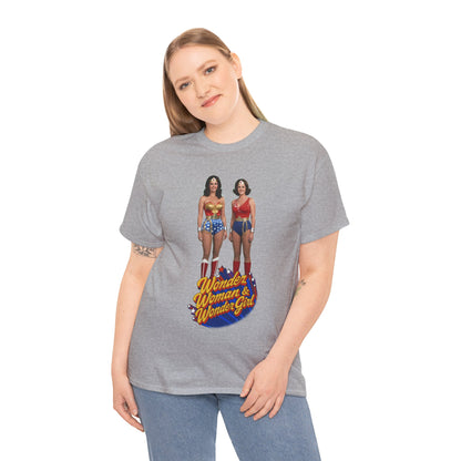 Wonder Woman & Wonder Girl T-Shirt - Lynda Carter Retro 1970s TV Show - DC Comics