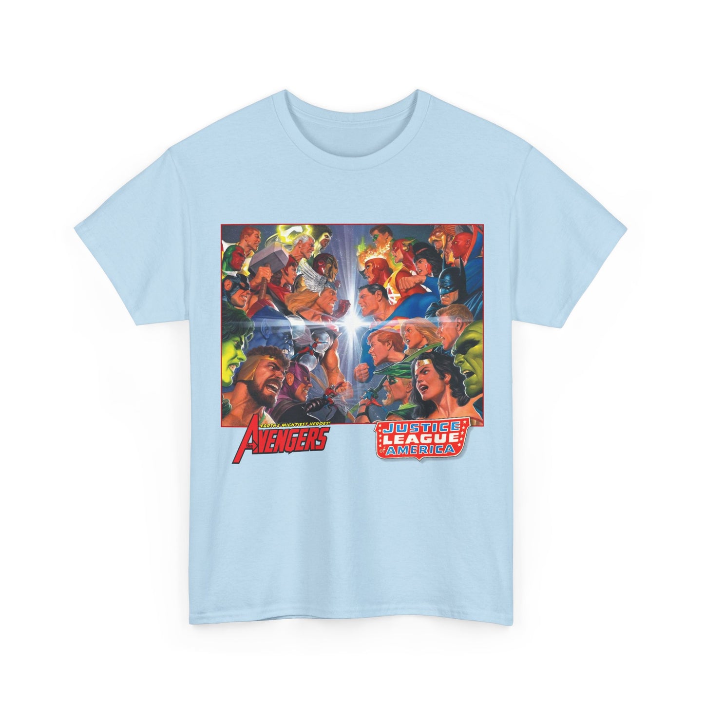 Avengers/Justice League of America T-Shirt - Alex Ross Art, George Perez Homage - DC Comics, Marvel Comics