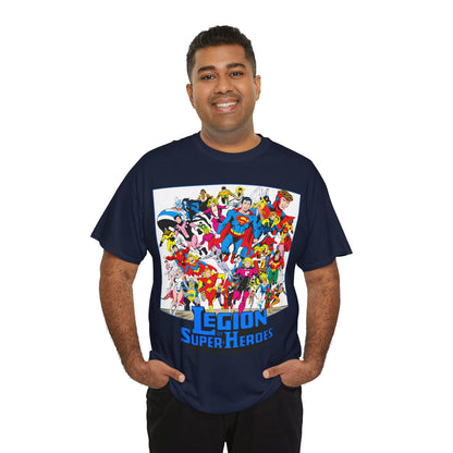 Legion of Super-Heroes T-Shirt - Greg Laroque Art - Who's Who in DC Comics - Superboy, Cosmic Boy, Dream Girl, Dawnstar, Supergirl, Sun Boy, Wildfire, Element Lad, Invisible Kid, Saturn Girl, Lightning Lad - DC Comics