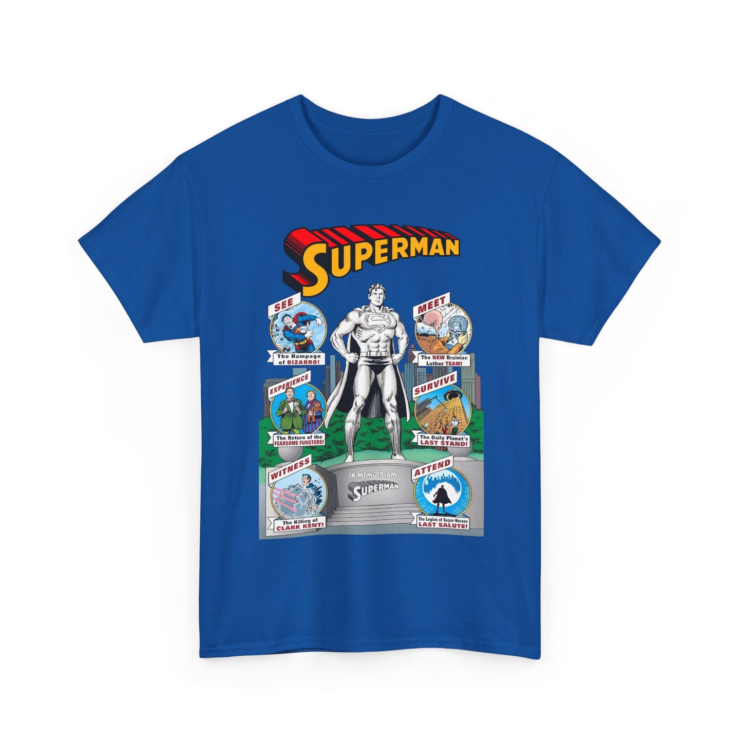 Superman T-Shirt - Curt Swan Art - Whatever Happened to the Man of Tomorrow? - Brainiac, Lex Luthor, Bizarro, Toyman, Daily Planet - Alan Moore Story - DC Comics