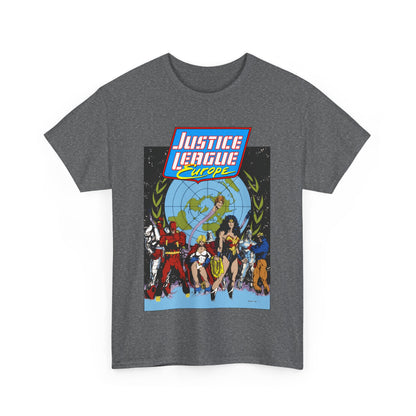 Justice League Europe T-Shirt - Bart Sears Art - Wonder Woman, Flash, Captain Atom, Animal Man, Elongated Man, Power Girl, Metamorpho - JLI Spin-Off - DC Comics