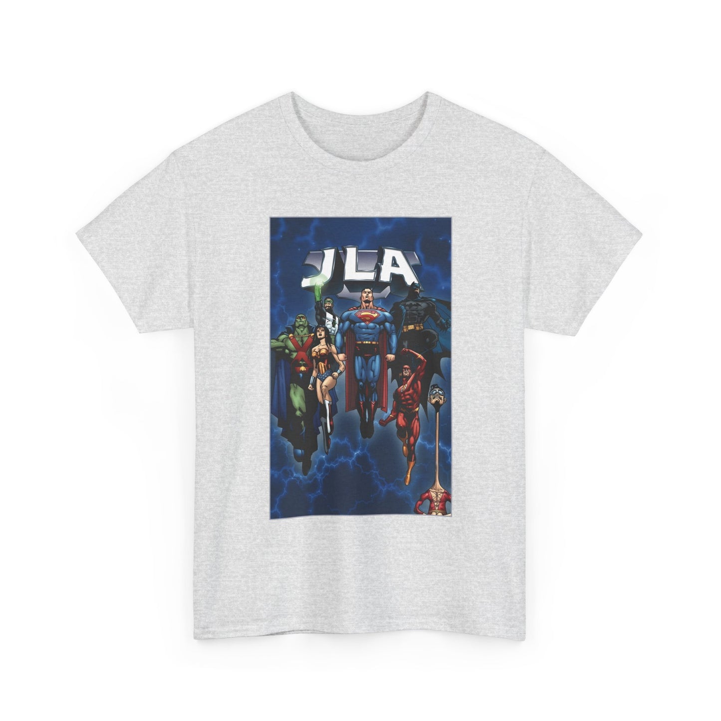 JLA T-Shirt - Doug Mahnke Art - Superman, Batman, Wonder Woman, Aquaman, Green Lantern, Flash, Martian Manhunter - DC Comics