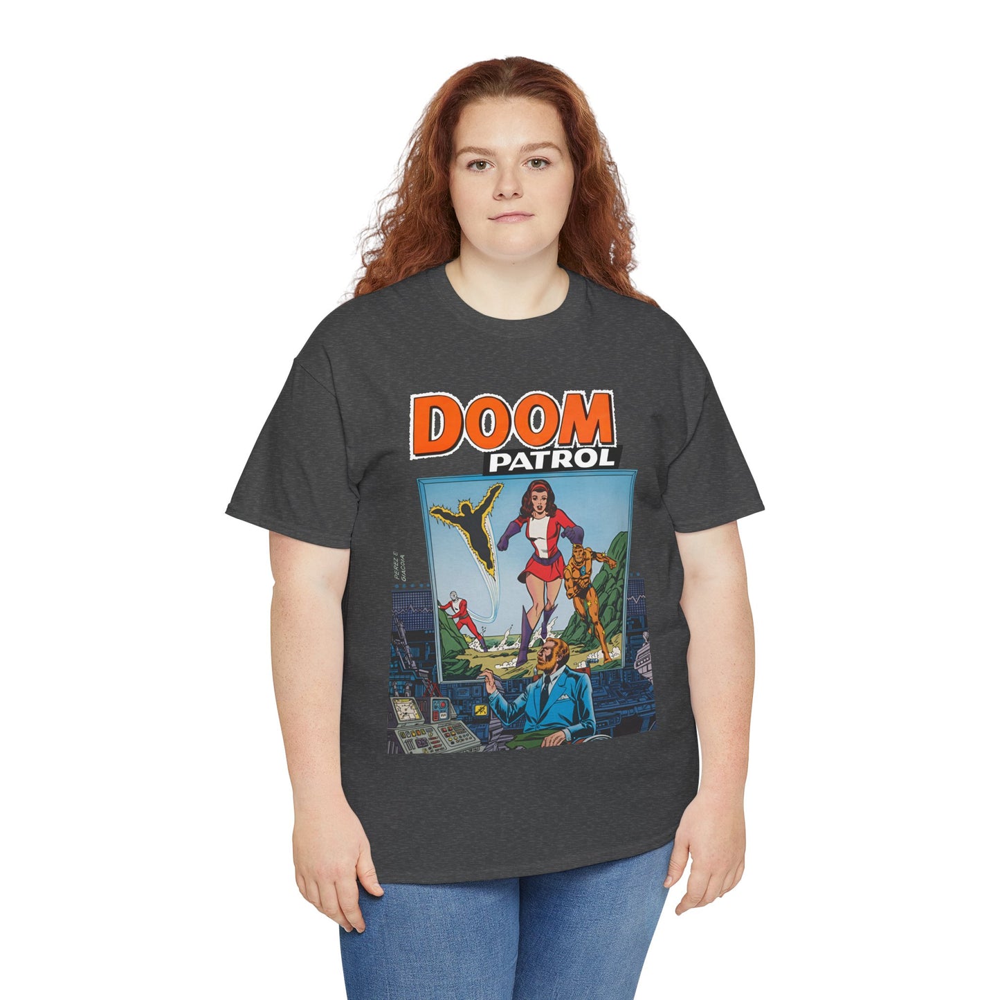 Doom Patrol T-Shirt - George Perez Art - Elasti-Girl, Robotman, Negative Man, The Chief - DC Comics Digest Cover Art