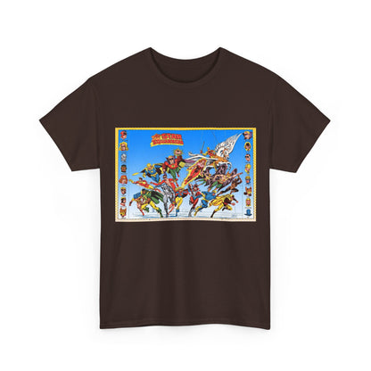 All-Star Squadron T-Shirt - Jerry Ordway Art - JSA Connection - Firebrand, Robotman, Amazing Man, Shining Knight, Tarantula, Dr Fate - Retro 1980s Series - DC Comics