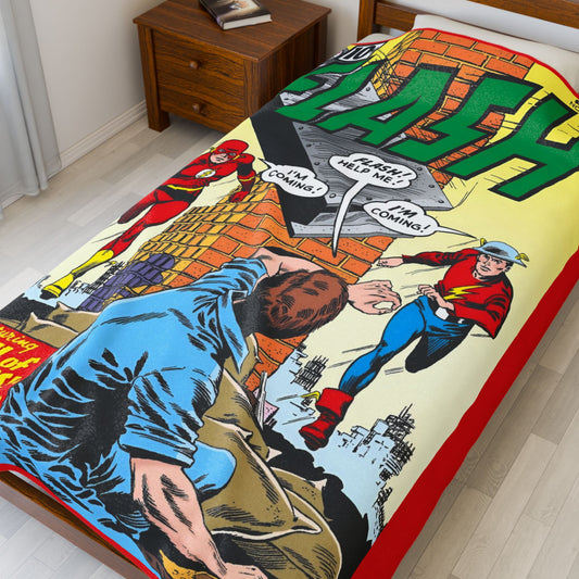 Flash #123 Velveteen Plush Blanket 60x80" - Classic Silver Age Art - Flash of Two Worlds - DC Comics - Crisis