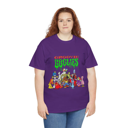 Groovie Goolies T-Shirt - The Monster Trio (Drac, Frankie, Wolfie) - Hagatha, Bella La Ghostly, Boneapart, Mummy - Horrible Hall on Horrible Drive - Filmation Cartoon