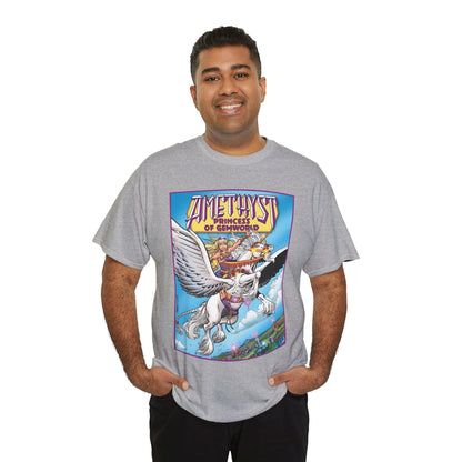 Amethyst Princess of Gemworld T-Shirt - George Perez Art - DC Comics 1980s Series - Riding a Unicorn